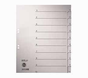 LEITZ 1232-85 Tauenpapier-Zahlenregiste 1-10 A4 Überbreite grau