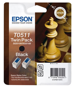 EPSON Tintenpatrone T051142, schwarz, Doppelpack (T051140)