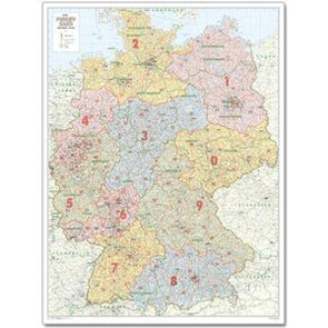 PLZ-Karte, Gesamtdeutschland Maßstab 1:700.000, Ausführung: Papierkarte, gerollt, folienbeschichtet