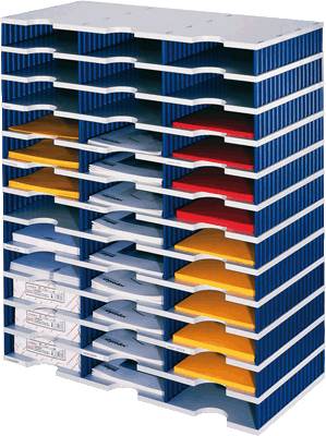 styro Sortierstation trio mit 36 Fächern 268031238, grau/blau, 723x331x853mm