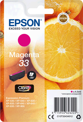 Epson Tintenpatrone C13T33434012 33 4,5ml 300Seiten magenta