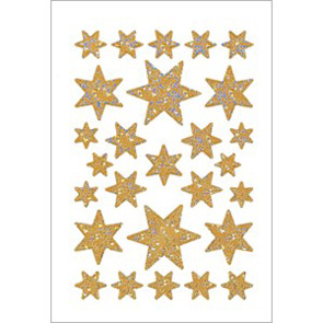 HERMA Weihnachts-Sticker DECOR Sterne gold Irisfolie