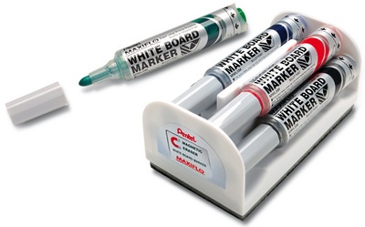 Pentel Whiteboardmarker mit Schwamm/MWL5M-4N 4Marker+Schwamm