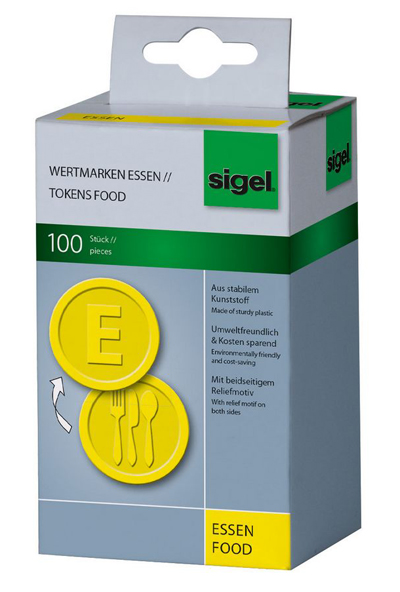 sigel Wertmarken Essen aus Kunststoff gelb 100 Stück