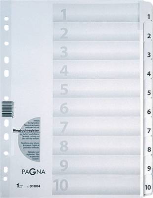 PAGNA Karton-Register 31004-08 weiß Zahlenregister 1-10