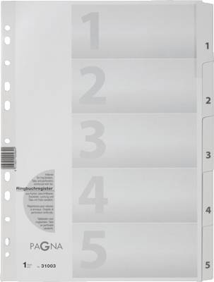 PAGNA Karton-Register 31003-08 weiß Zahlenregister 1-5