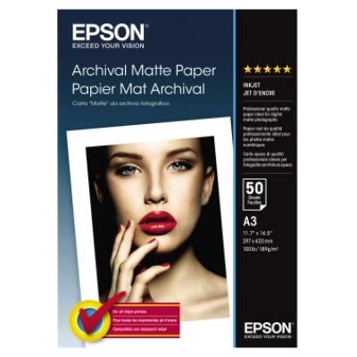 Epson Inkjetpapier Archival Matte C13S041344 DIN A3 192g 50 Blatt