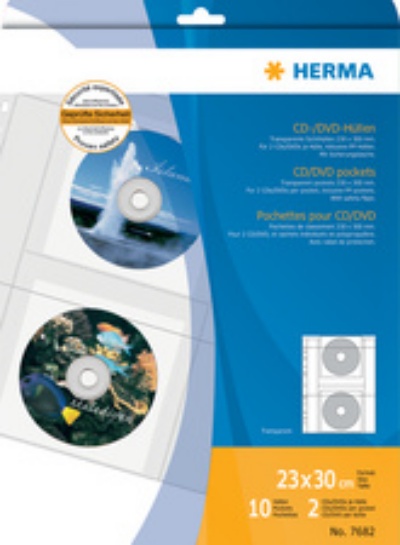 HERMA CD/DVD-Hülle 7682 Folie transparent 10 Stück +Papierhülle