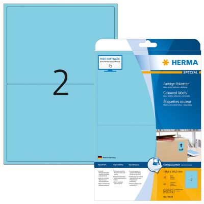HERMA Universaletikett 4498 199,6x143,5mm blau 40 Stück