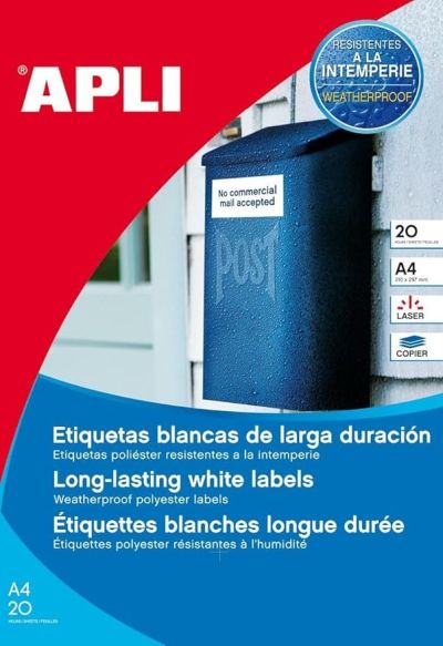 agipa Wetterfeste Folien-Etiketten Durchmesser 30 mm 960 Etiketten weiß