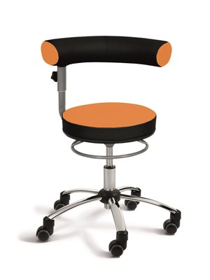 Sanus Gesundheitsstuhl Erzieherinnenstuhl mit 360° drehbarer Lehne SALH36K04100 Kunstleder orange/schwarz