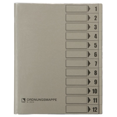 Ordnungsmappe 83800GR DIN A4 12Fächer grau