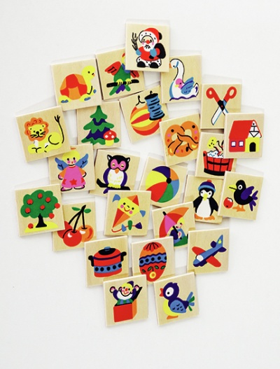 Erkennungsbildchen Set 1 aus Holz für Kindergartengarderobe 25 Stück