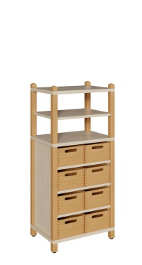 Kindergarten Stollenschränke mit 8 Massivholzkästen ohne Sichtfenster Breite 56cm Höhe 120 cm