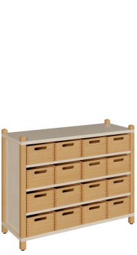 Kindergarten Stollenschränke mit 16 Massivholzkästen ohne Sichtfenster Breite 106cm Höhe 80cm