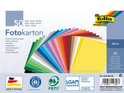 Folia Fotokarton 50 x 70 cm 300g farbig sortiert 100 Blatt
