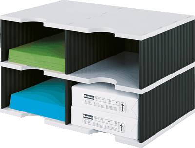 styro Duo JUMBO mit 4 Fächern 268022298, grau/schwarz B485xH293xT331mm
