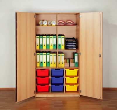 Boxenschrank 4 Einlegeböden 9 Boxen 104,5 x 190 x 50 cm buche