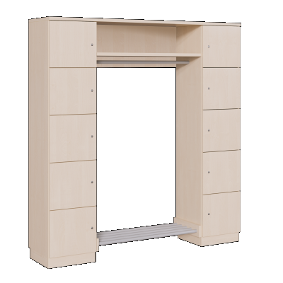 Schließfachschrank mit Garderobe 10 Fächer