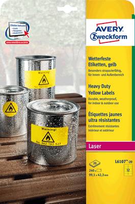AVERY Zweckform Folien-Etiketten/L6107-20 gelb Inhalt 240 Stück