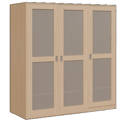 Regal für Stapelliegen mit Lochblechtüren