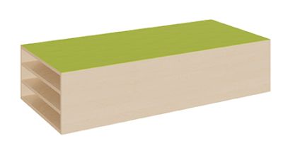 Rechteck-Podest für Liegepolster mit Linoleum-Deckplatte für drei Matratzen