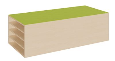 Rechteck-Podest für Liegepolster mit Linoleum-Deckplatte für vier Matratzen