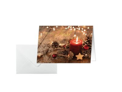 sigel Weihnachtskarte DS093 Red Christmas Candle DIN A6 10 Stück 