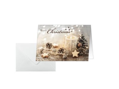 sigel Weihnachtskarte DS098 Beige Christmas Candle DIN A6 quer 25 Stück 