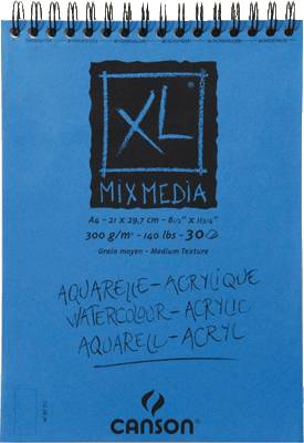 Canson XL Block - Mix Media, 807215, 300 g/qm, DIN A4, Inh. 30 Blatt