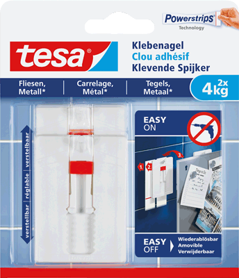 tesa Verst Klebenägel f. glatte Untergründe/77767-00000-00 2 St.+6 Stripes 4 kg