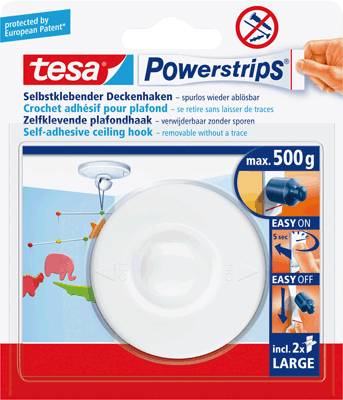 tesa Powerstrips Zimmerdeckenhaken 58029 weiß 1 Haken