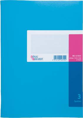 K+E Spaltenbuch 8612031-7103K40, blau, 3 Spalten, DIN A4, Inh.40Blatt