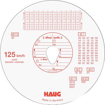 RNK Tachoscheiben Haug-Nr. 125 151/3101, 125 km/h, Ø 12cm, Inh.100Stück
