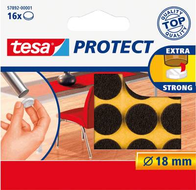 tesa Filzgleiter Protect/ 57892-00001-00, Ø 18 mm, braun, rund Inh. 16