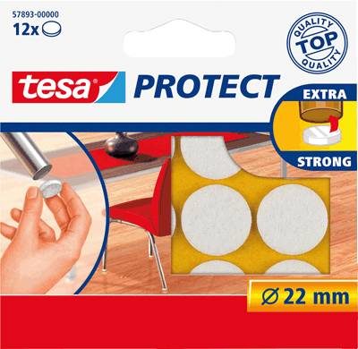 tesa Filzgleiter Protect/ 57893-00000-00, Ø 22 mm, weiß, rund Inh. 12