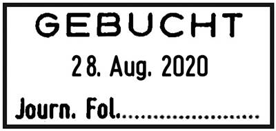 trodat Classic 2910 Datumstempel mit Text Gebucht 54 x 24 mm
