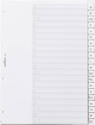DURABLE Kunststoffregister 6800-19, transparent, PP, A-Z, Inh. 20-teilig