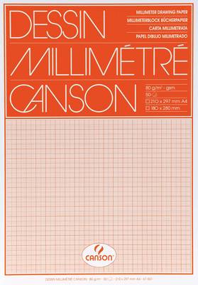 Canson Millimeterpapier Blöcke, 67501, orange, 80 g/qm, DIN A4, Inh.50Blatt