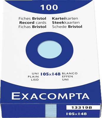 EXCACOMPTA Karteikarten, blanko/13319B, blau, A6, Inh. 100