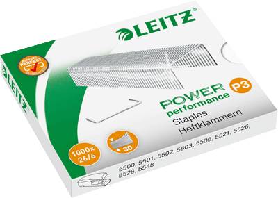 LEITZ Heftklammern 26/6, verzinkt, Inhalt: 1.000 Stück