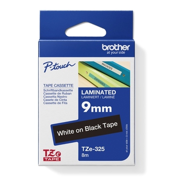 P-touch Schriftbandkassette TZE325 9mmx8m laminiert weiß auf schwarz