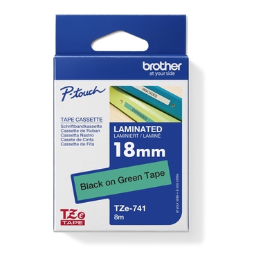 P-touch Schriftbandkassette TZE741 18mmx8m laminiert schwarz auf gn