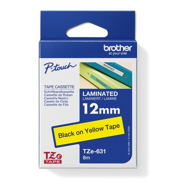 P-touch Schriftbandkassette TZE631 12mmx8m laminiert schwarz auf gelb
