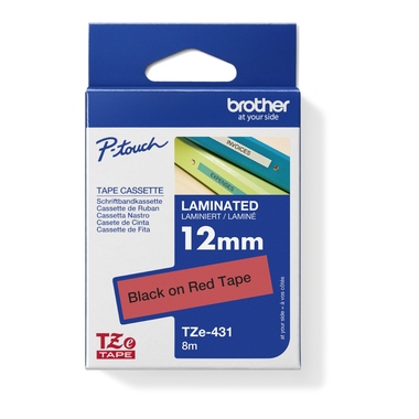 P-touch Schriftbandkassette TZE431 12mmx8m laminiert schwarz auf rot