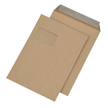 MAILmedia Versandtasche 30005498 C4 mit Fenster Haftklebung 110g braun 250 Stück