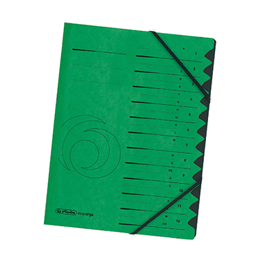 Herlitz Ordnungsmappe 10843332 DIN A4 12 Fächer Karton grün