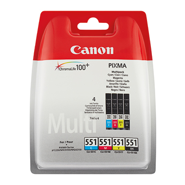 Canon Tintenpatrone 6509B009 CLI551 sw/c/m/y 4 Stück