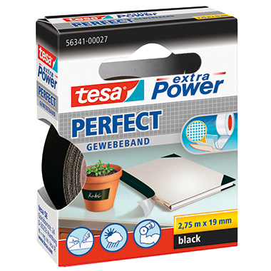 tesa Gewebeband Extra Power Perfect 56341-00027 19mmx2,75m schwarz