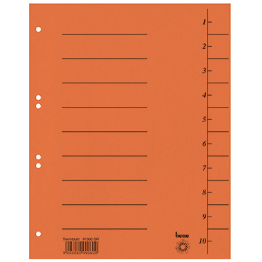 Bene Trennblatt 97300OR A4 Karton orange 100 Stück